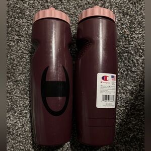 Champion Maroon Sports Bottles with Pink Caps — Pair
